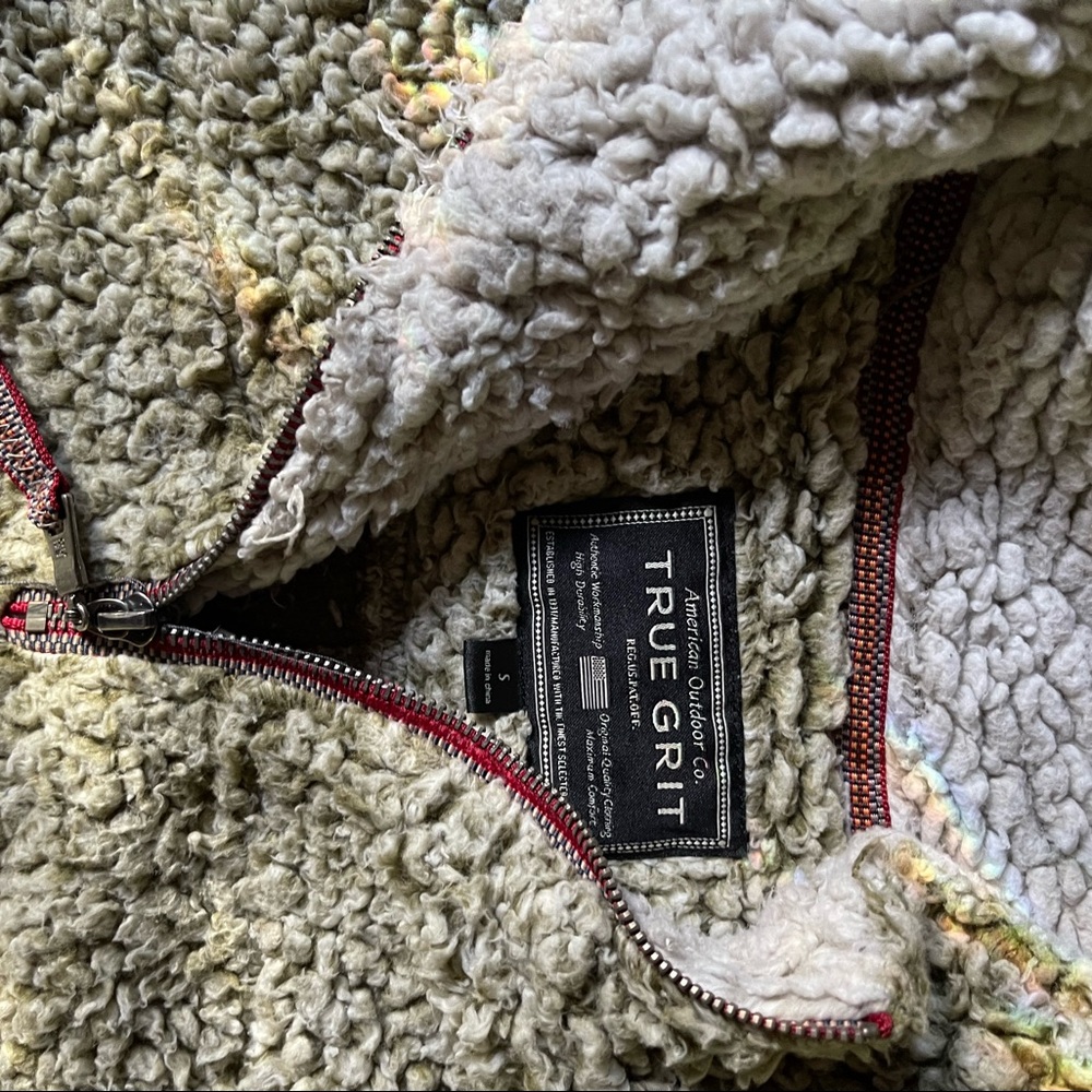 True Grit fuzzy 1/4 zip fleece coat